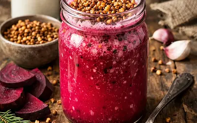 Zimowy tonik zero waste: maślankowo-buraczany kwas z prażoną kaszą gryczaną