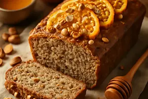 Sweet spelt bread with honey, orange, and nuts