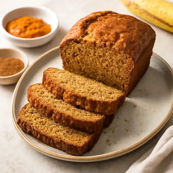Sweet gluten-free bread with pumpkin, banana, and a hint of cinnamon