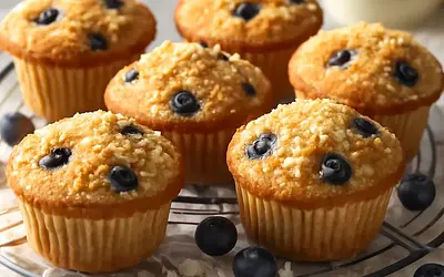 Muffinki 'Białostockie Słoneczne' z kokosem i jagodami