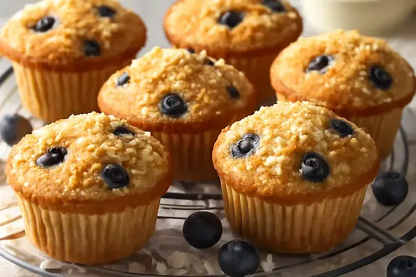 Muffinki 'Białostockie Słoneczne' z kokosem i jagodami