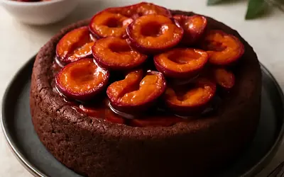 Chocolate cake with caramelized plums (Sweet Blog version)
