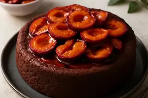 Chocolate cake with caramelized plums (Sweet Blog version)