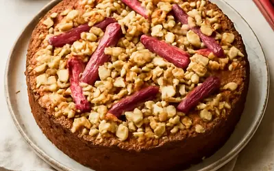 Buttermilk Cake with Rhubarb and Almond Crumble
