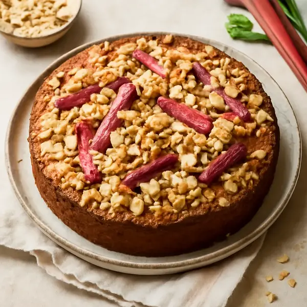 Buttermilk Cake with Rhubarb and Almond Crumble