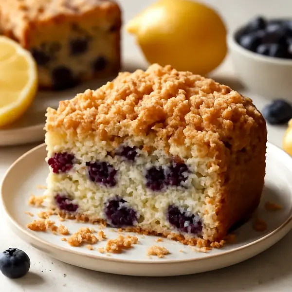 Lemon-Blueberry Cake with Butter Crumble