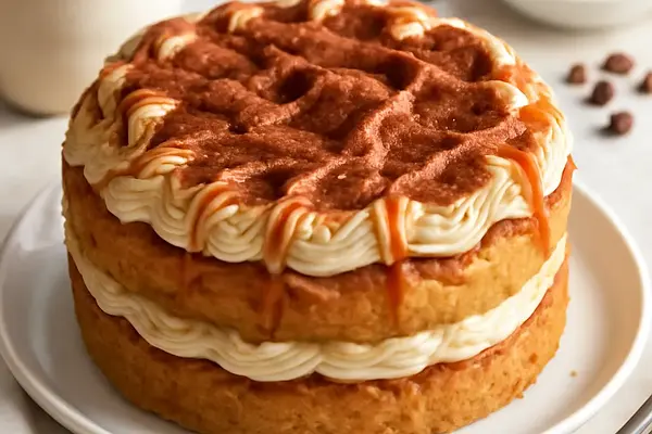 Ciasto Cappuccino w stylu Słodkiego Bloga — puszysty biszkopt z kremem kawowo-mascarpone i karmelem cappuccino