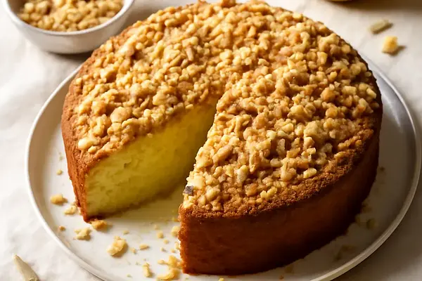 Puchata babka cytrynowo-jogurtowa z migdałową kruszonką