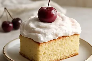 Cherry Cloud on Delicate Sponge Cake (Sweet Blog version)