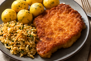 Fried pork loin with potatoes and sautéed cabbage (Polish classic with a twist)