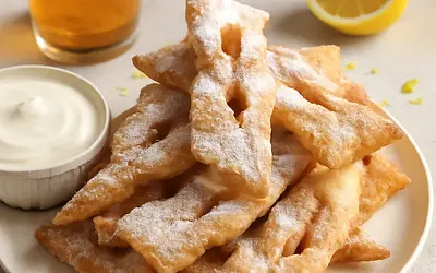 Beer-lemon angel wings with vanilla cream