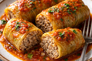 Stuffed Cabbage Rolls with Meat and Rice (Polish, Traditional Reinterpretation)