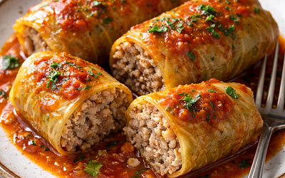 Stuffed Cabbage Rolls with Meat and Rice (Polish, Traditional Reinterpretation)