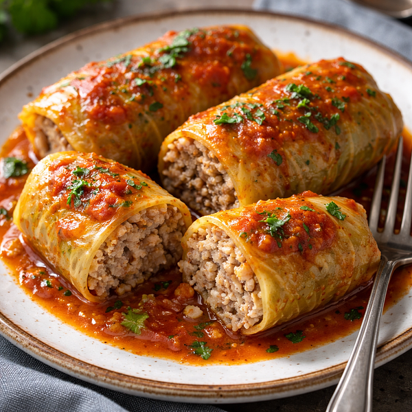 Gołąbki z mięsem i ryżem (polska, tradycyjna reinterpretacja)