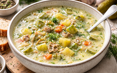 Zupa ogórkowa (tradycyjna, z delikatną zasmażką)