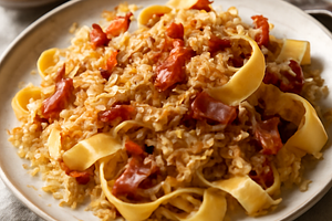 Pasta with Sauerkraut and Bacon (Polish-Modern)