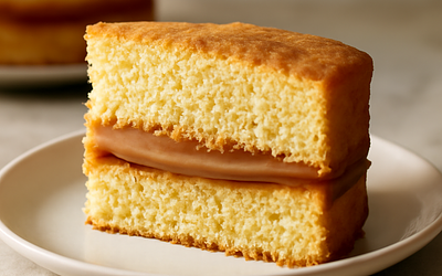 Biszkoptowe ciasto z nadzieniem karmelowym
