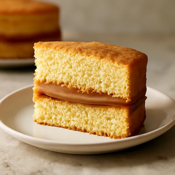 Biszkoptowe ciasto z nadzieniem karmelowym