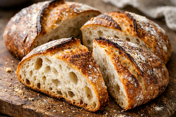 Chlebek tradycyjny na zakwasie drożdżowym (mały bochenek na 4 porcje)