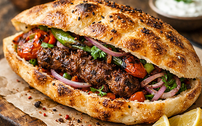 Oven-baked Kebab in Traditional Turkish Bread
