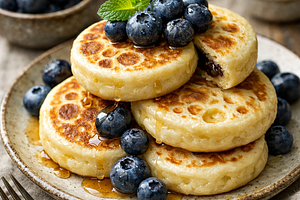 Moon pancakes with blueberries
