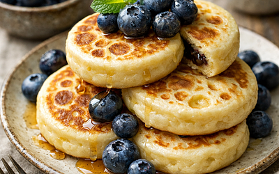 Moon pancakes with blueberries