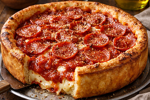 Deep dish pizza z pepperoni