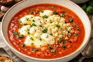 Tomato soup with warm mozzarella (Polish version with millet)