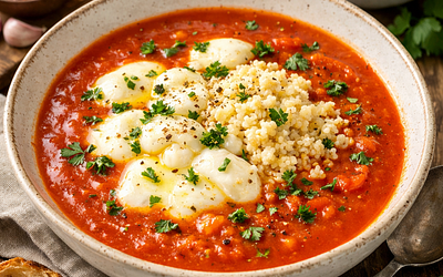 Tomato soup with warm mozzarella (Polish version with millet)