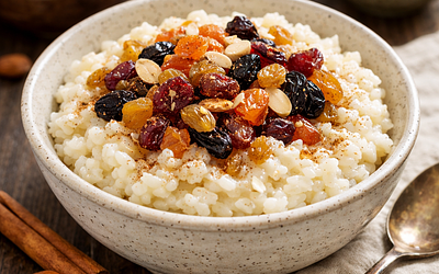 Rice pudding with dried fruits