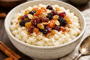 Rice pudding with dried fruits