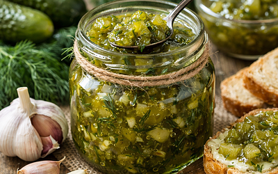 Pickled Cucumber Jam with Dill and Garlic