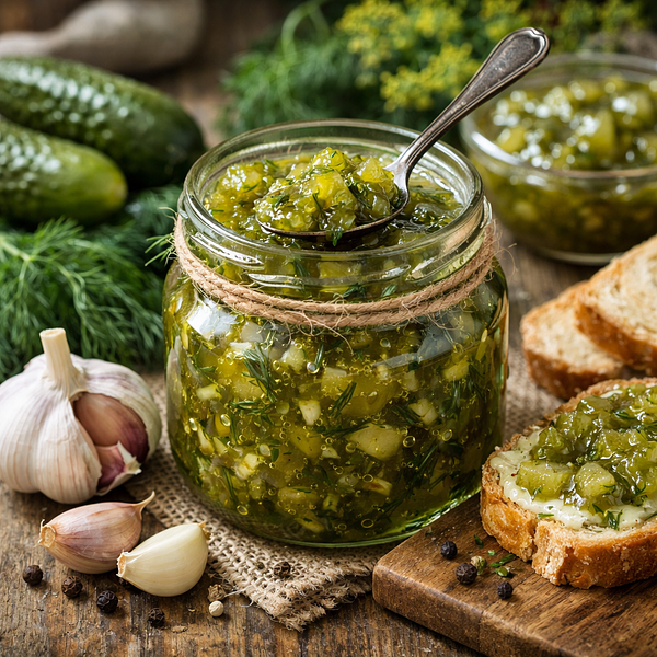 Konfitura z kiszonych ogórków z koperkiem i czosnkiem