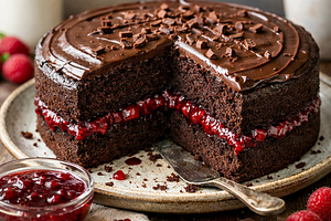 Homemade Buttermilk Murzynek with Jam