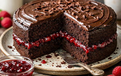 Murzynek maślankowy domowy z dżemem