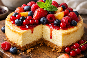 Buttery no-bake cheesecake with fruit