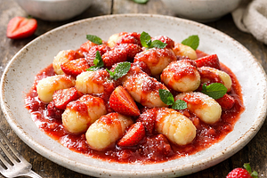 Dumplings with Strawberry Sauce