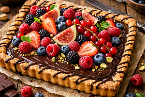 Chocolate Mazurek with Fruits