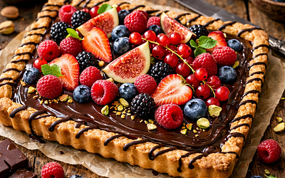 Chocolate Mazurek with Fruits