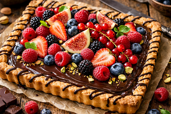 Mazurek czekoladowy z owocami