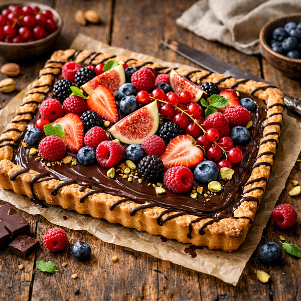 Mazurek czekoladowy z owocami