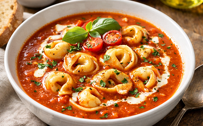 Tomato soup with tortellini (Polish-modern)