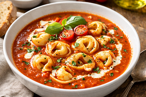 Tomato soup with tortellini (Polish-modern)