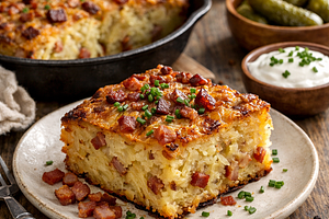 Potato babka with bacon (Polish, winter version)