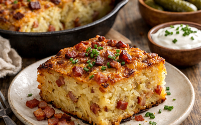 Potato babka with bacon (Polish, winter version)