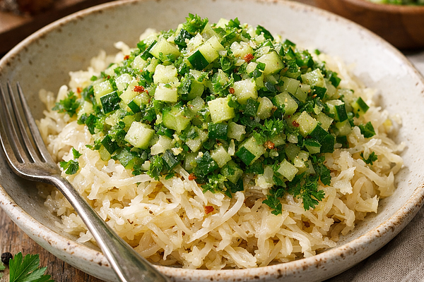 Relish z kiszonej kapusty i ogórków z pietruszką