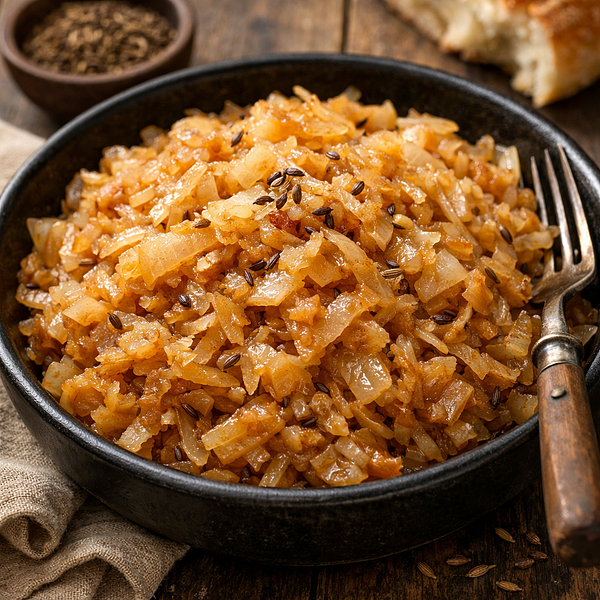 Kapusta duszona po krakowsku z cebulą i kminkiem