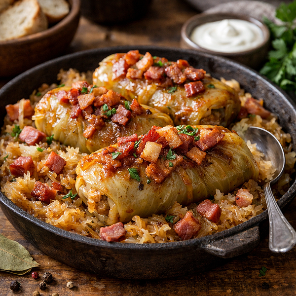 Krakowskie gołąbki z kapusty kiszonej i wędzonego boczku