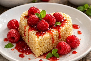 Millet Heart with Raspberries