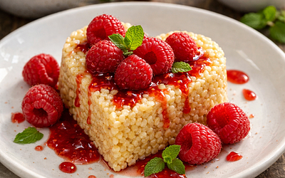 Millet Heart with Raspberries